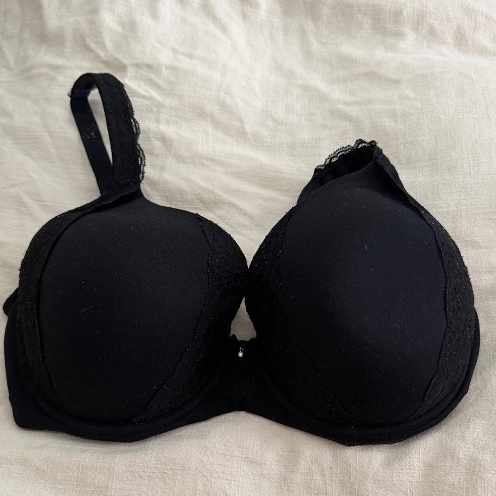 Black Lace-Trim T-Shirt Bra-LaceTrim- Women Intimates- 40DDD